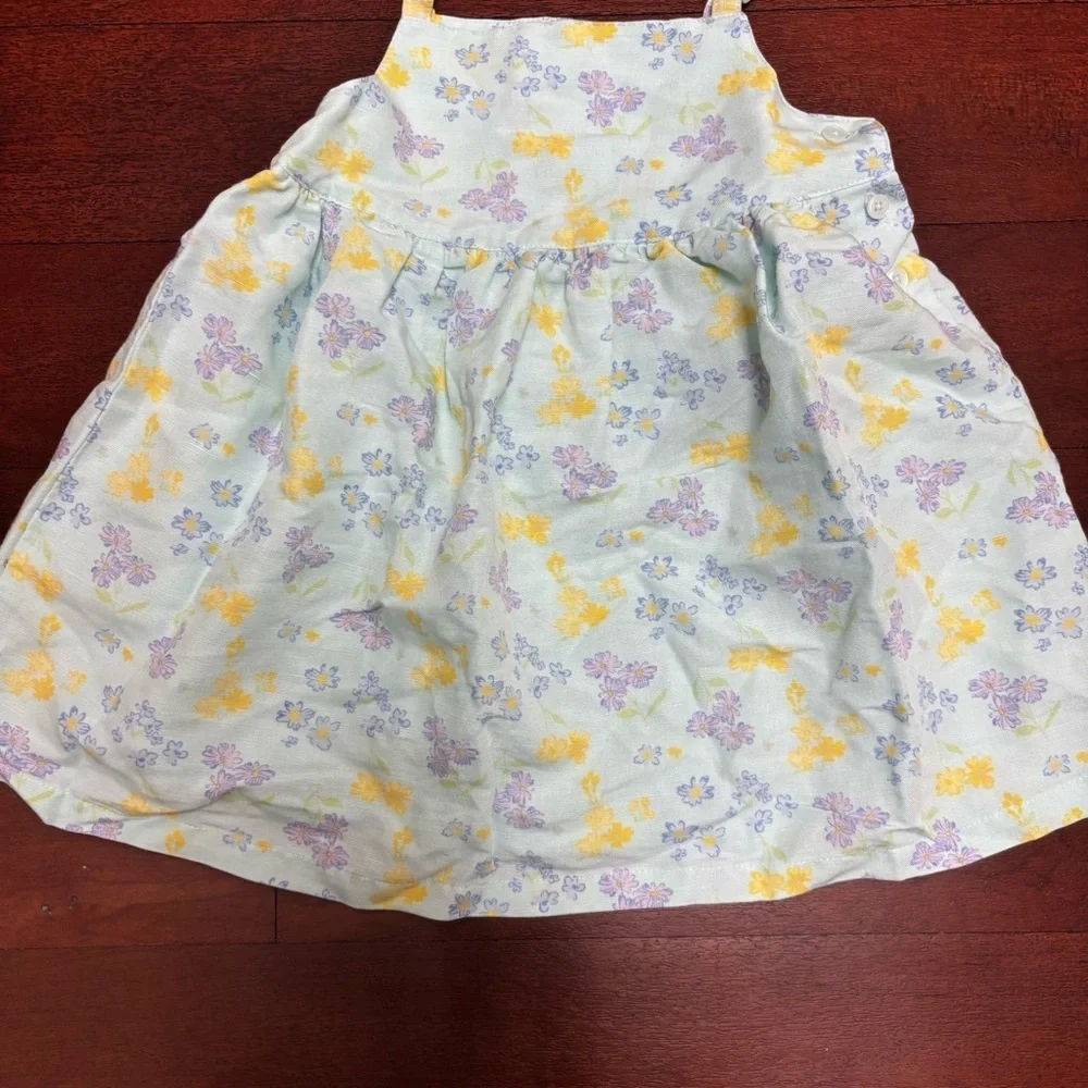 Vintage Gymboree Floral Linen Blend Two Piece Dress